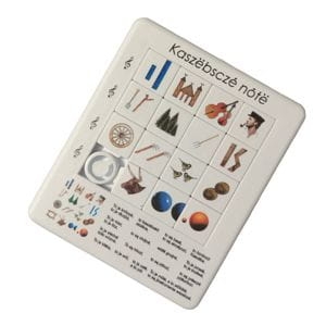 Kolorowa układanka z popularną wyliczanką kaszubską i motywami muzycznymi, 15 kostek.