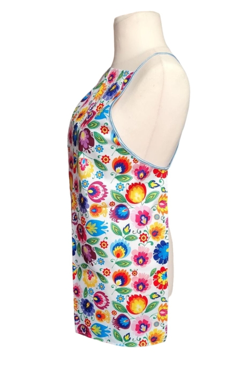 Fartuch kuchenny z motywem kwiatów łowickich, biały3.jpg