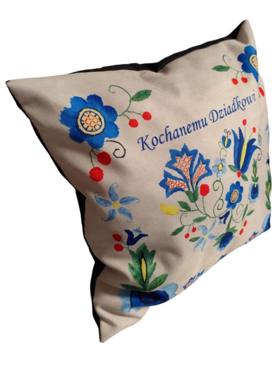 Poduszka dekoracyjna na Dzień Dziadka - Kaszuby (czarna)3.jpg