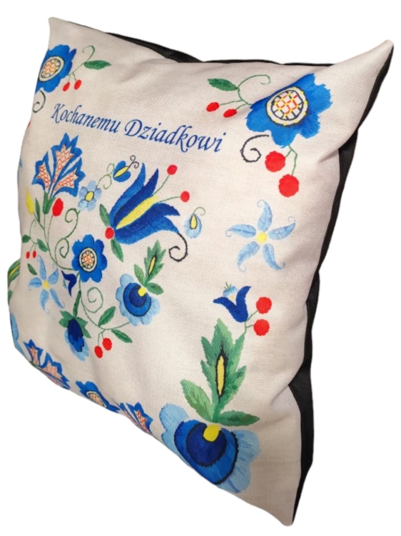 Poduszka dekoracyjna na Dzień Dziadka - Kaszuby (czarna)2.jpg