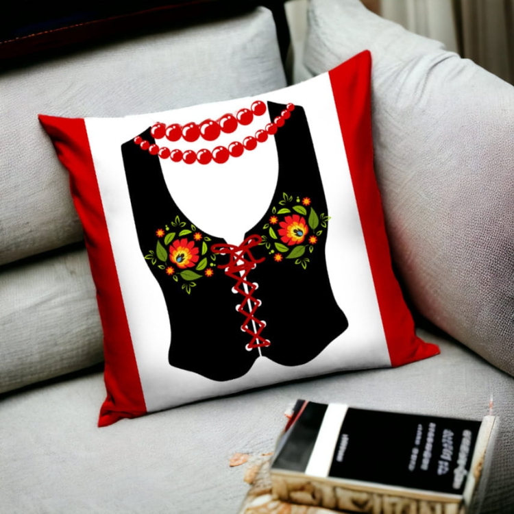 Poduszka dekoracyjna z wzorem łowickim, kamizelka z koralami(2).jpg
