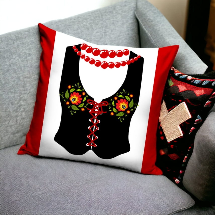 Poduszka dekoracyjna z wzorem łowickim, kamizelka z koralami(1).jpg