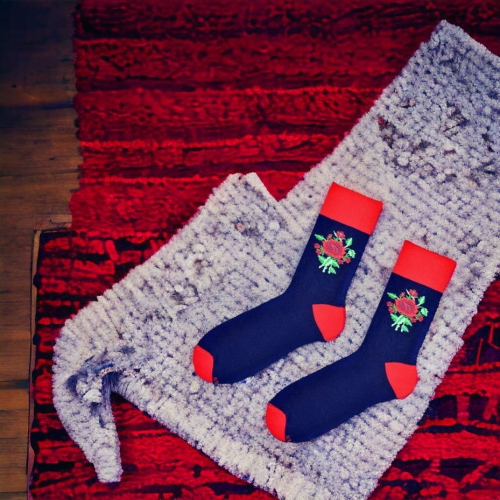 Skarpetki łowickie folk ludowy, granat 431.jpg