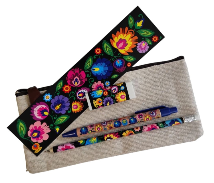 Zestaw lowicki piórnik folk (czarny)2.jpg