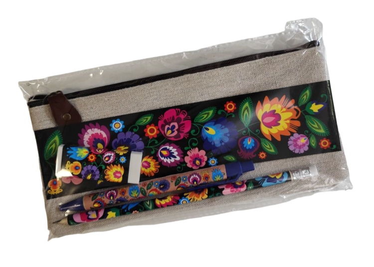 Zestaw lowicki piórnik folk (czarny)1.jpg