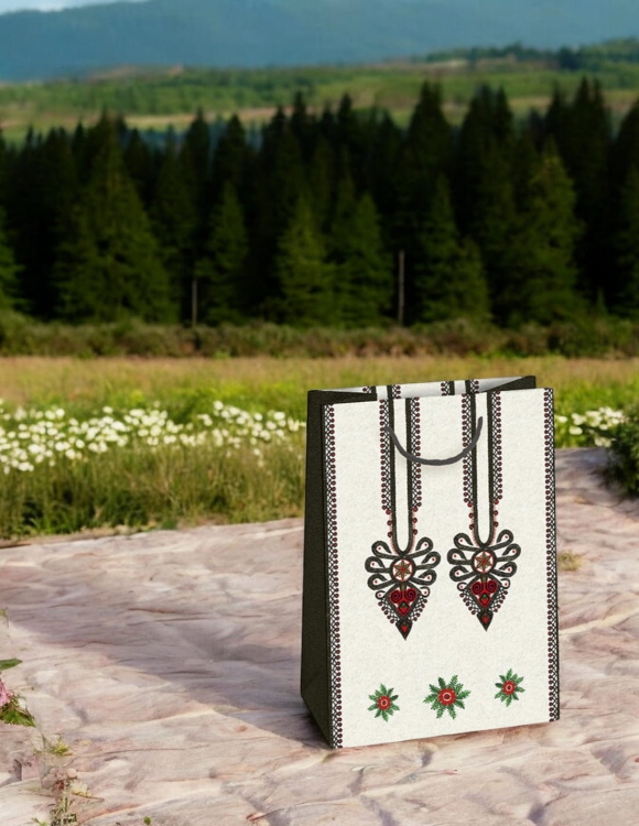 Średnia torebka ozdobna - Podhale parzenica - szara1.jpg