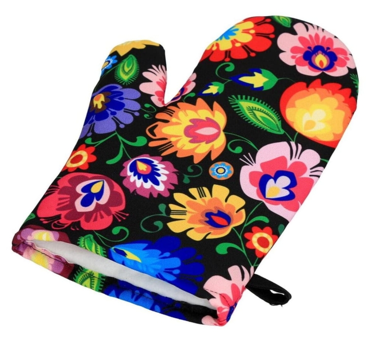 Rękawica kuchenna łowicka, czarna