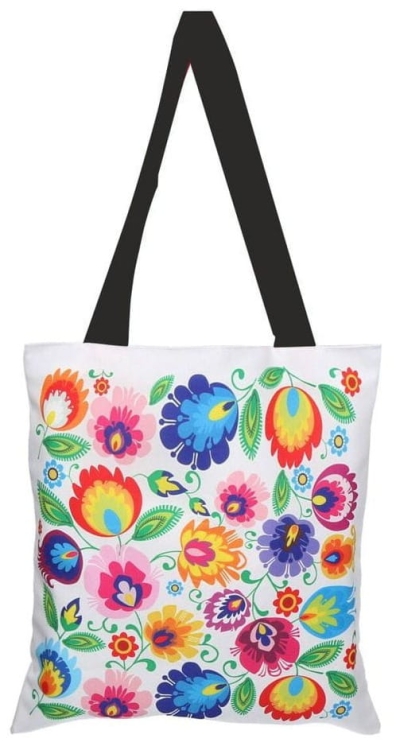 Biala-torba-z-kwiatowym-nadrukiem-inspirowanym-haftem-lowickim