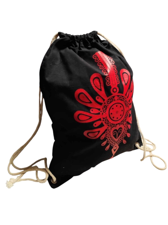 Pleck bawełniany czarny z motywem parzenicy czerwonej2(1).jpg