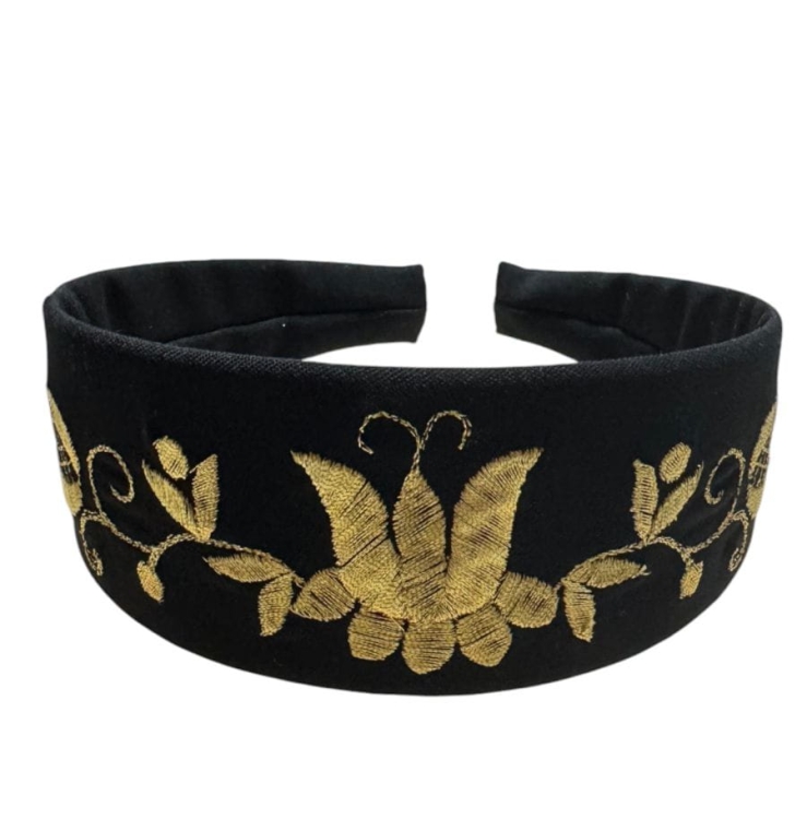 Opaska na głowę (złotnica kaszubska) (czarna tulipan).jpg