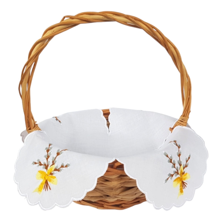 Serwetka wielkanocna do koszyczka – haft z baziami.jpg