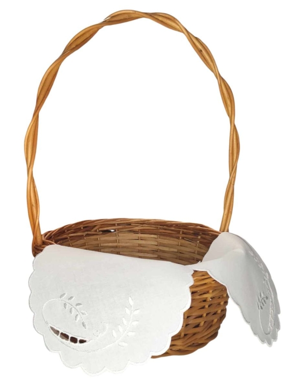 Serwetka wielkanocna do koszyczka – haft biały1.jpg