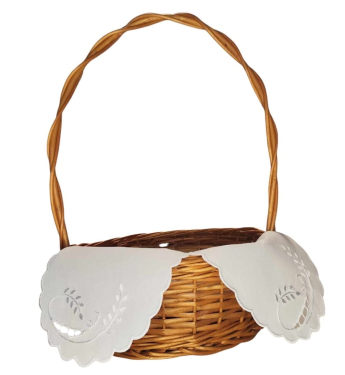 Serwetka wielkanocna do koszyczka – haft biały2.jpg