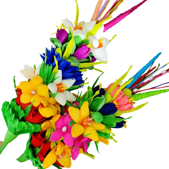 Palemka wielkanocna, bibuła 54 cm niebieskie kwiaty5.webp