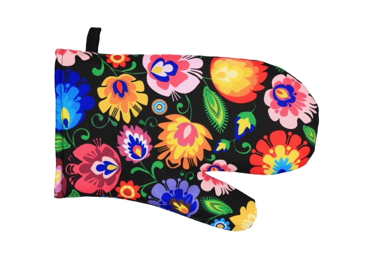 Rękawica kuchenna łowicka, czarna