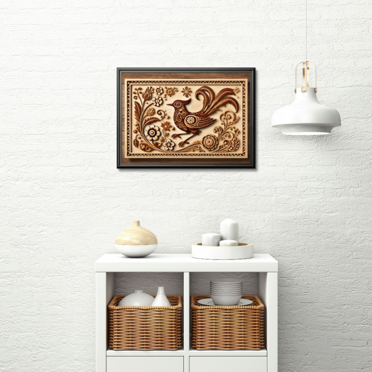 Dekoracyjny plakat z polskim motywem ludowym, format A4, intensywne barwy, papier lakierowany 210g.