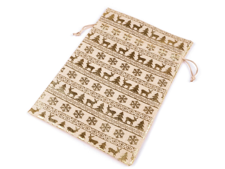 woreczek-prezentowy-metaliczny-nadruk-choinki