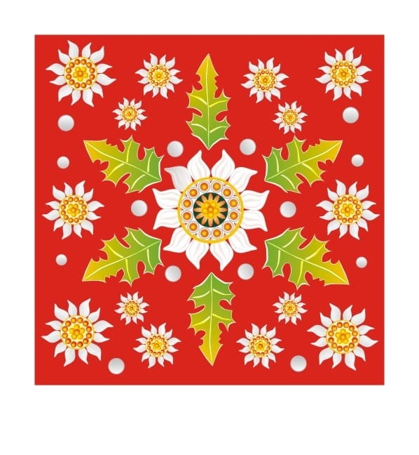 Naklejka kwadratowa Szarotka, czerwona