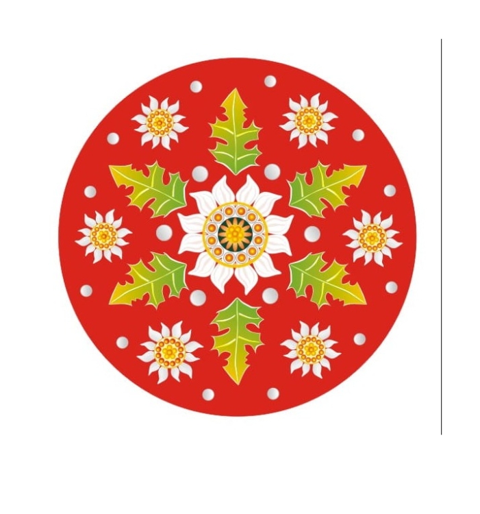 Naklejka okrągła Szarotka, czerwona