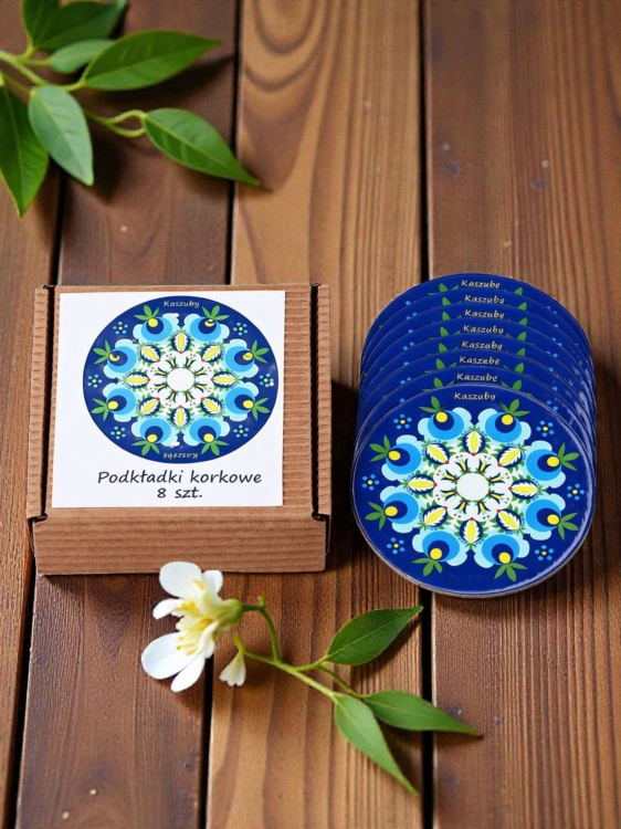 Zestaw 8 podkładek korkowych haft kaszubski - koło (1).jpg