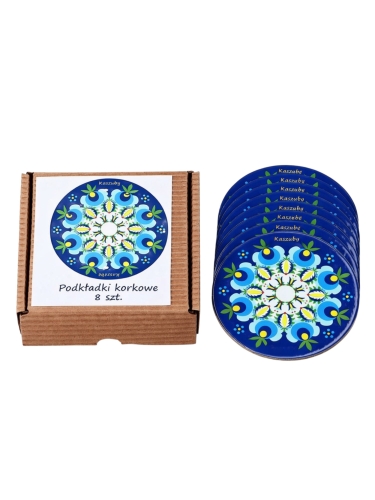 Zestaw 8 podkładek korkowych haft kaszubski - koło.jpg