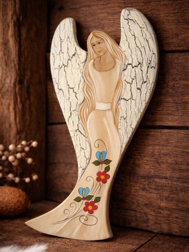 Kaszubski-Aniol-duzy-czerwony-recznie-malowy