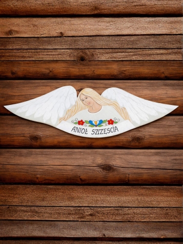 Recznie-malowany-aniol-na-drewnie- zdobiony-elementem-kaszubskich-haftow-szkoly-zukowskiej