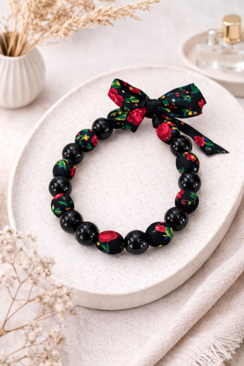 Ludowe-folk-korale-chuscie-czarne-kulki