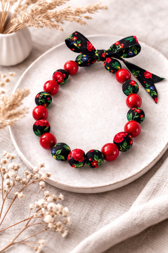 Ludowe-folk-korale-w-chuscie-czarne-czerwone-kulki-drobne