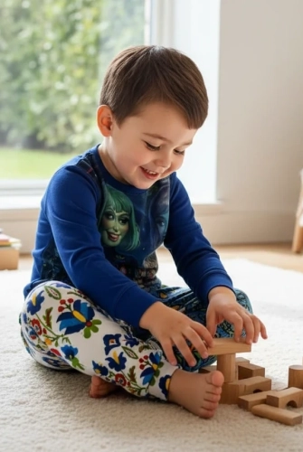 Dziecieca_pizama_kaszubska_kosmitkami_folkowy_komplet_spania