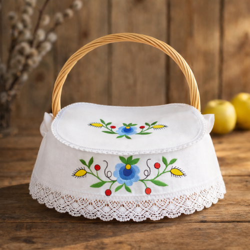 Serwetka do koszyczka wielkanocnego z haftem kaszubskim – komplet z przykryciem.jpg