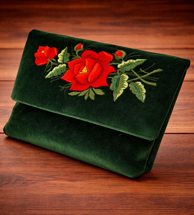Torebka-kopertowka-haftowana-na-ramie-aksamit-ze-wzorem-lowickim-zielony-asamit.jpg