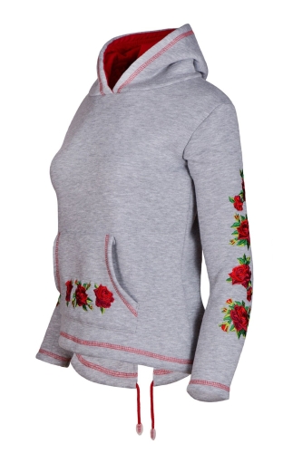 szara-bluza-damska-folk-kwiaty-kangurek
