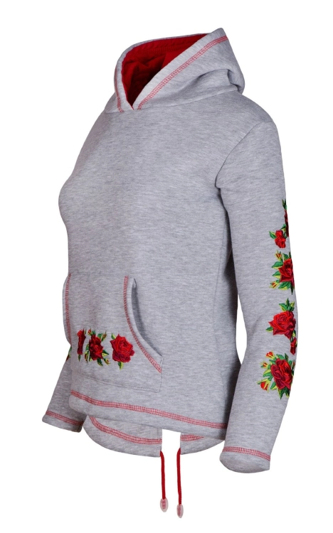 szara-bluza-damska-folk-kwiaty-kangurek