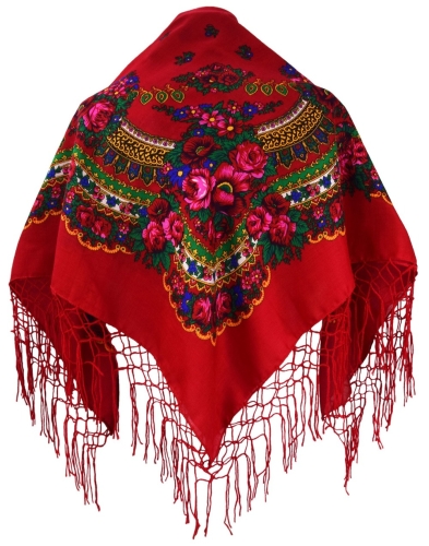 czerwona-chustka-folk-kwiaty