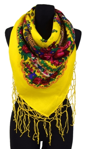 zolta-chustka-folk-kwiaty-120-cm