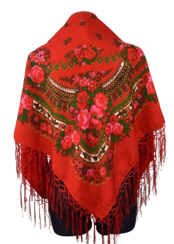 Chusta folk w kwiaty czerwona 100 cm.jpg