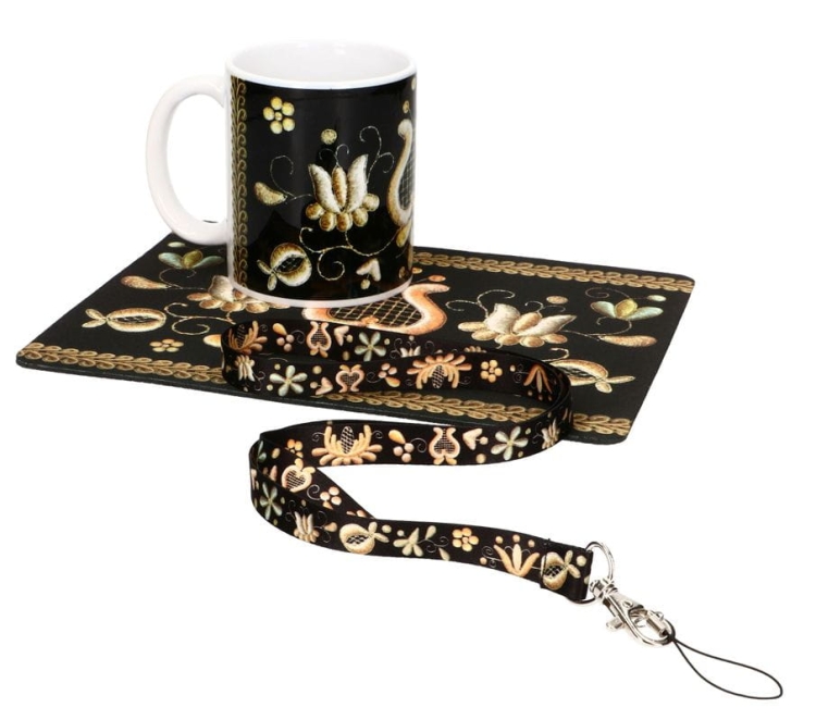 zestaw kubek, podkladka, smycz Kaszuby zlotnica, ludowy folk.jpg
