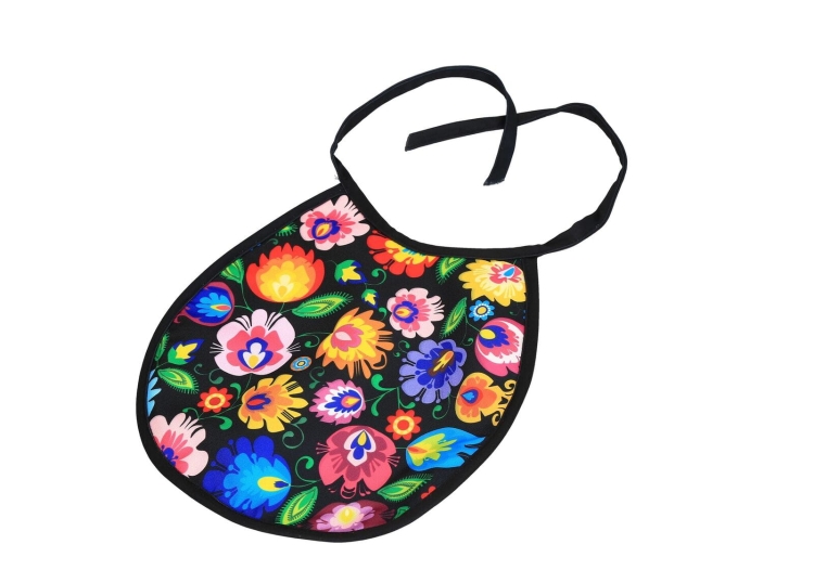 Śliniaczek dziecięcy łowicki, czarny.jpeg