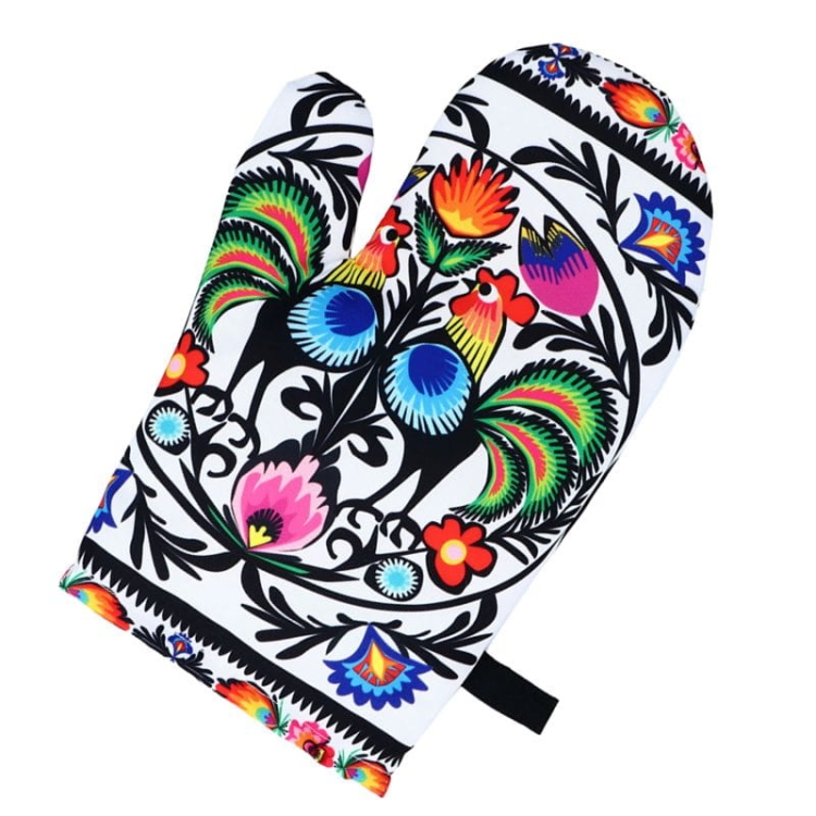Rękawica kuchenna koguty łowickie folk ludowy.jpg