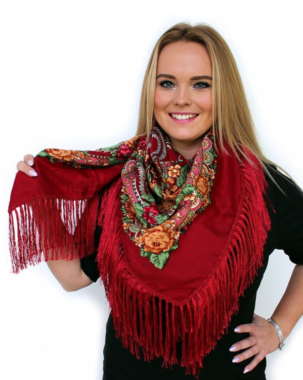 Chusta góralska ludowa 105x105 cm folk ludowa2.jpg