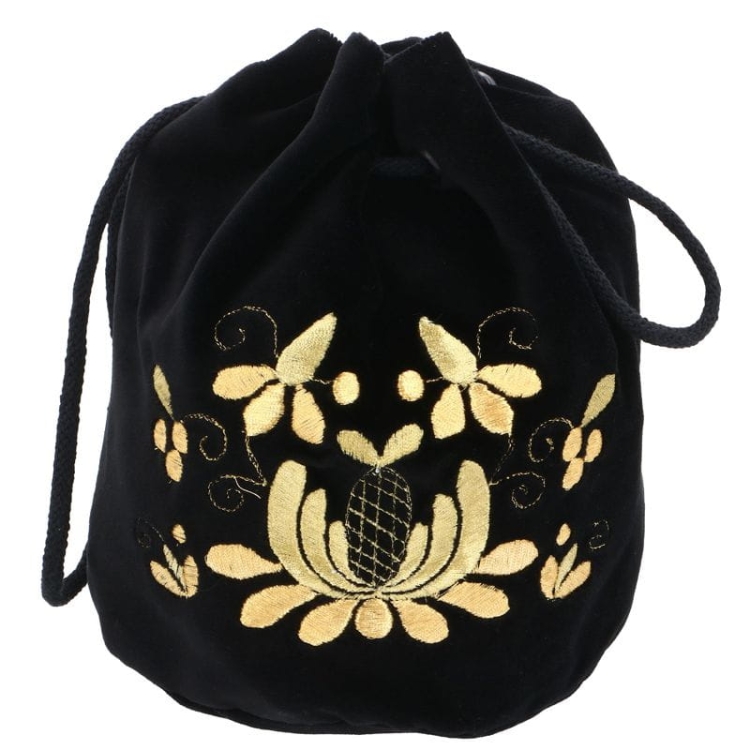 Haftowana torebka, woreczek folk ludowy Kaszuby złotnica.jpg