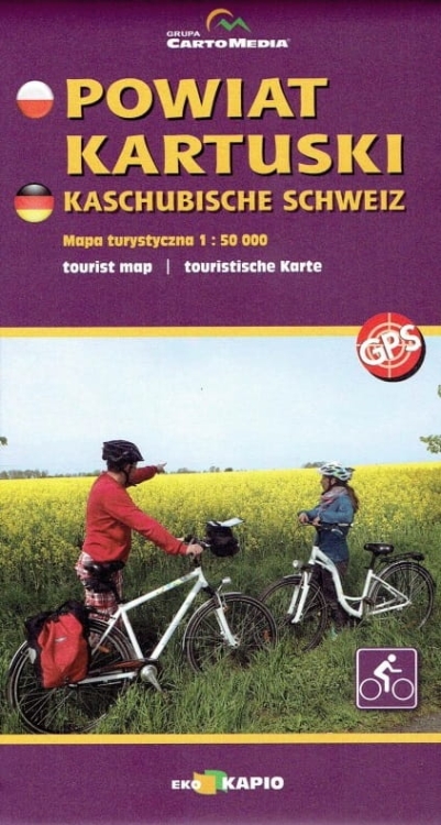 Mapa powiatu kartuskiego – szlaki piesze i rowerowe, dawna granica, przewodnik