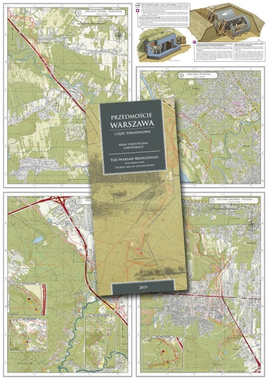 Przedmoście Warszawy – mapa południowej części fortyfikacji z lat 1915–1944, ze zdjęciami archiwalnymi i analizą terenową
