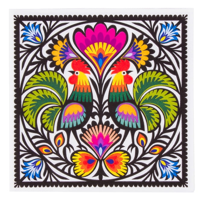 Serwetki papierowe folk ludowe koguty.jpg