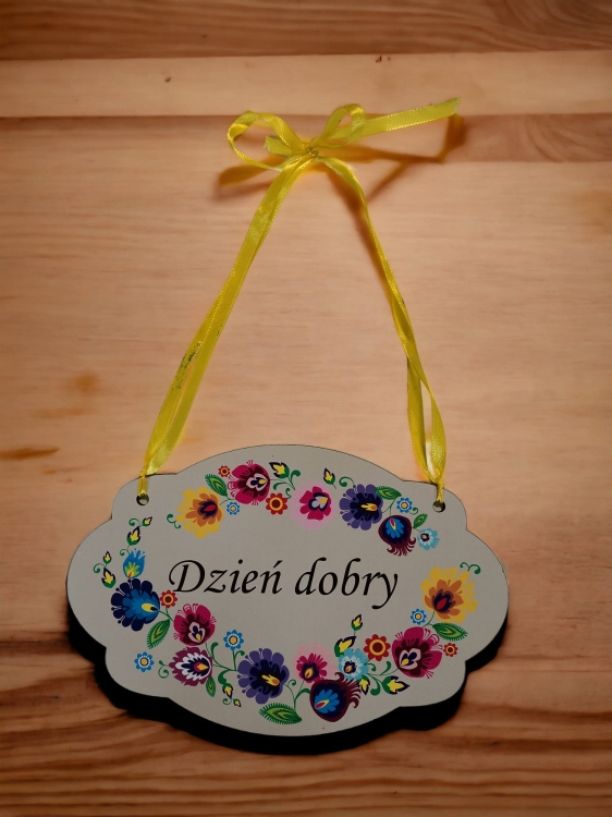 Tabliczka łowicka, zawieszka - Dzień dobry3.jpg