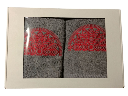 Ręczniki (2 sztuki) z haftem wycinanki folk (ciemne)3(1).jpg