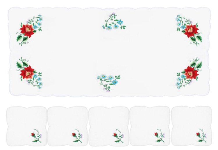 Bieżnik łowicki + 6 serwetek haft.jpg