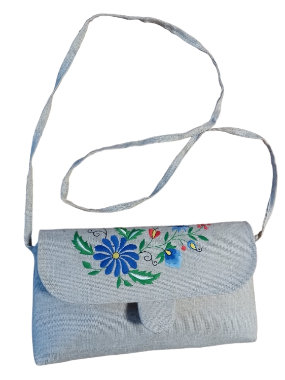 Torebka, kopertówka haftowana na ramię, lniana ze wzorem kaszubskim (30x17cm)3.jpg