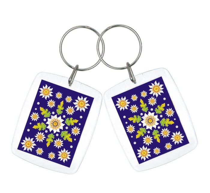 Brelok prostokątny Szarotka, niebieska